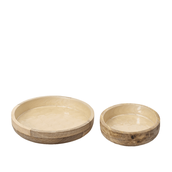 Decoschaal Mangohout Dia25.00-h5.00cm Creme