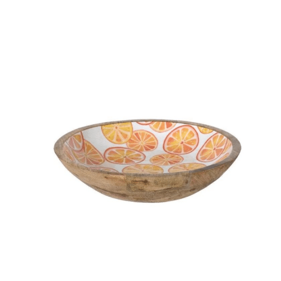 Decoschaal Mangohout Dia30.00-h6.50cm Oranje