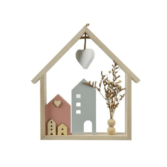 Huis Vurenhout L25.00-w3.50-h25.50cm Roze/kleur(en)