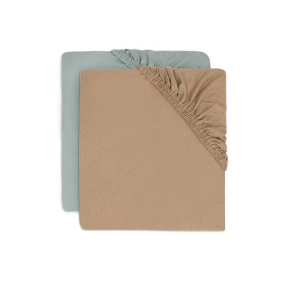 Jollein Hoeslaken Jersey 60X120Cm Sea Green/Biscuit (2Pack)