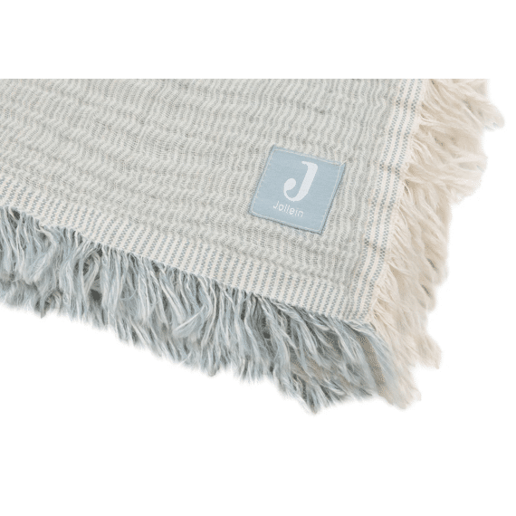 Jollein Deken Wieg 75X100Cm Fringe Stripe Sea Green/Ivory Gots