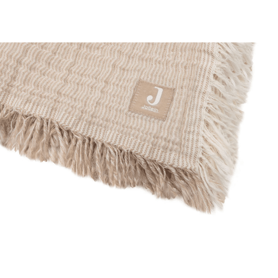 Jollein Deken Wieg 75X100Cm Fringe Stripe Biscuit/Ivory Gots