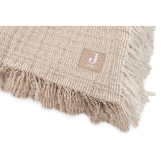 Jollein Deken Ledikant 120X120Cm Fringe Stripe Biscuit/Ivory Gots