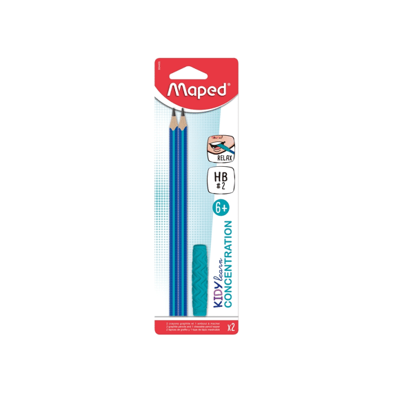 Maped Kidy Learn Concentration Potloden Hb 2 Stuks + 1 Kauwtopper Op Blisterkaart