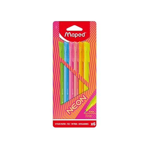 Maped Neon Fijnschrijvers 0.4mm 6 Stuks Op Blisterkaart
