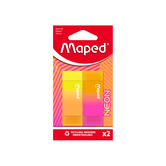 Maped Neon Gum 2 Stuks Op Blisterkaart