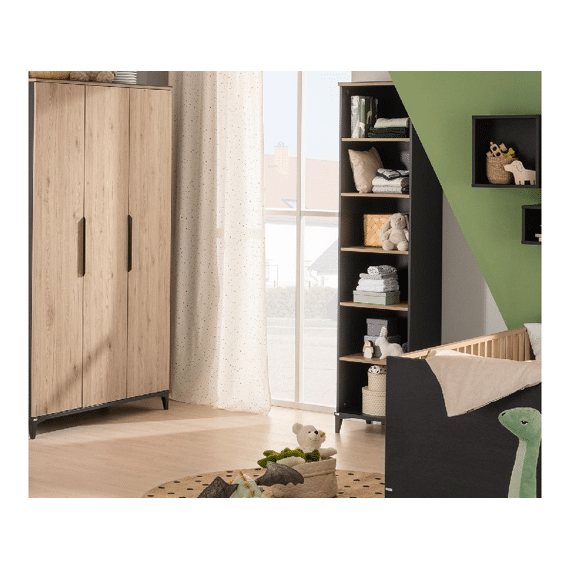 Paidi Tomke Black/oak Boekenkast 6 Open Vakken
