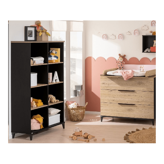Paidi Tomke Black/oak Boekenkast 8 Open Vakken