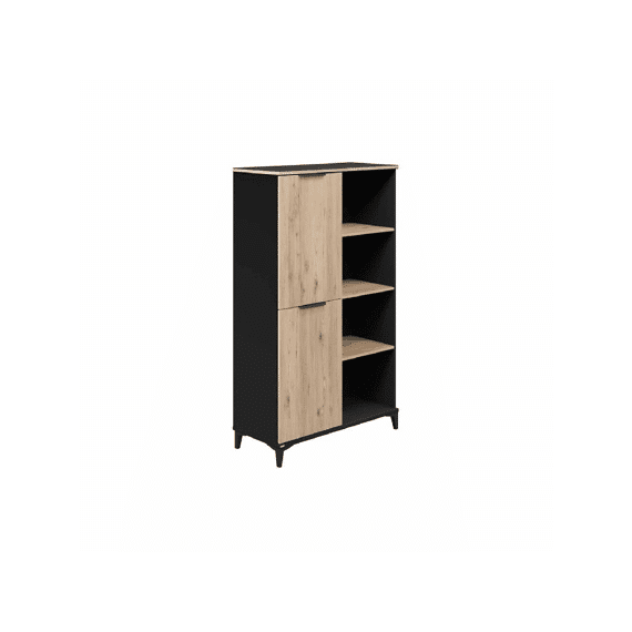 Paidi Tomke Black/oak Boekenkast 8 Vakken, 2 Deuren Links