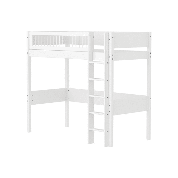 Flexa White Hoogslaper Xl 90x200 Rechte Trap, Bedhek Crossbar (incl.lattenbodem)