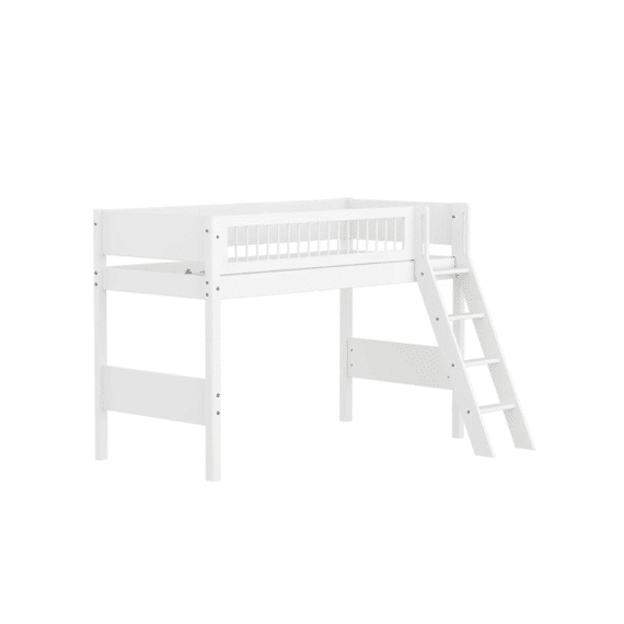 Flexa White Hoogslaper 90x200 Schuine Trap, Bedhek Crossbar (incl.lattenbodem)