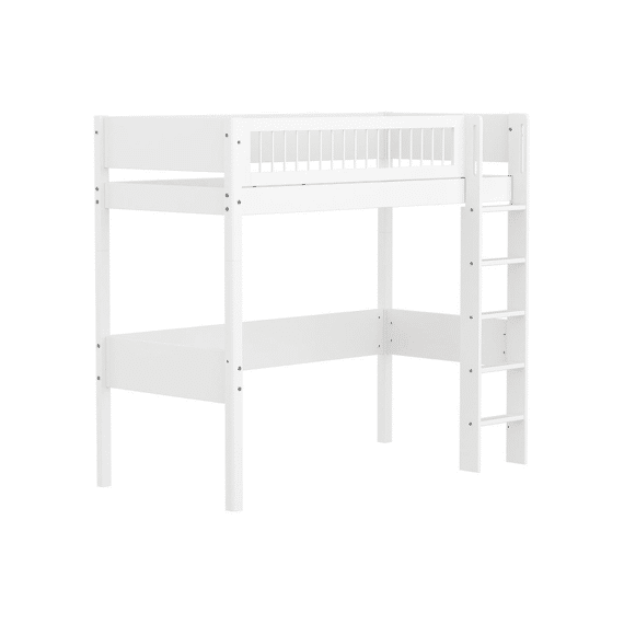 Flexa White Hoogslaper 90x200 Rechte Trap, Bedhek Crossbar (incl.lattenbodem)
