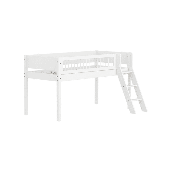 Flexa White Halfhoogslaper 90x200 Schuine Trap, Bedhek Crossbar (incl.lattenbodem)