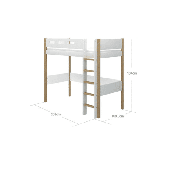 Flexa Nor Hoogslaper 90x200 Rechte Trap (incl.lattenbodem)