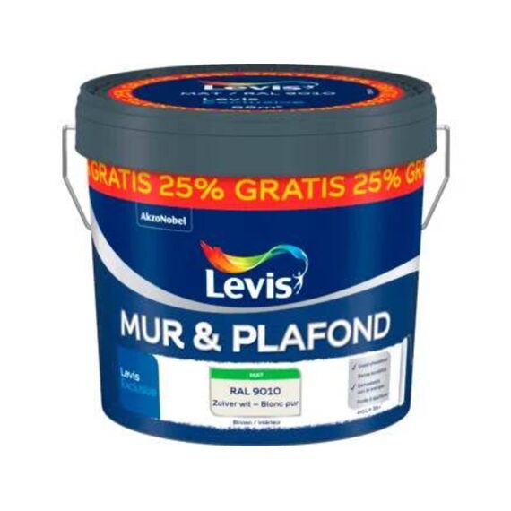 Levis Muur En Plafond Verf Mat Ral 9010 4+1l