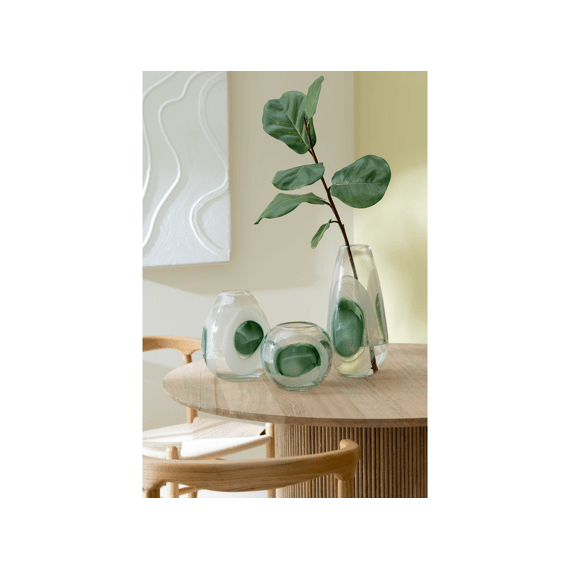 J-Line Vaas Livy Glas Groen/Wit/tra m 20.5x20.5x25.5cm
