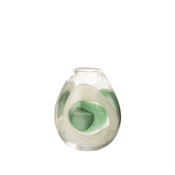 J-Line Vaas Livy Glas Groen/Wit/tra m 20.5x20.5x25.5cm