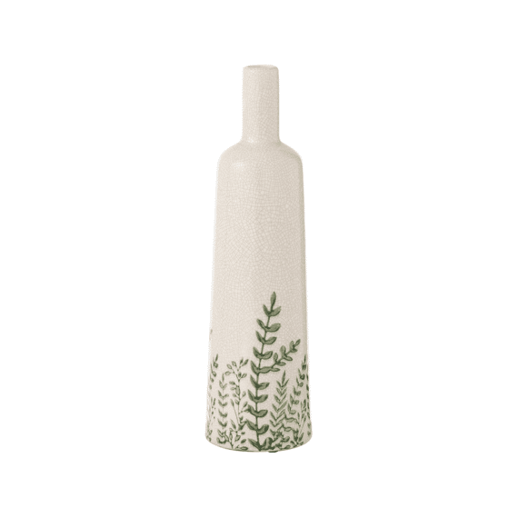 Vaas Ferny Fles Groen/wit L 11x11x40cm