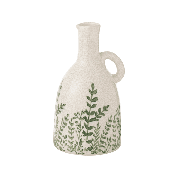 Vaas Kruik Steen Groen/wit 16x15x28cm