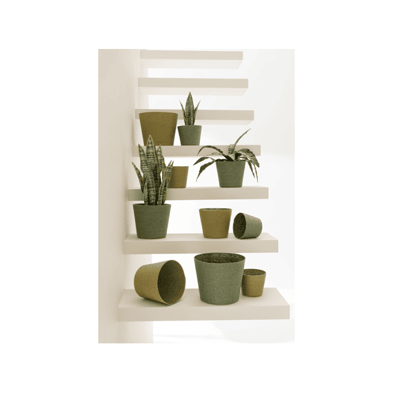 J-Line Bloempot Papier/pet Groen M 15x15x13cm 2 Assortiment