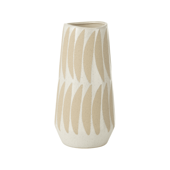 Vaas Kai Aardewerk Beige/wit S 16x16x32cm