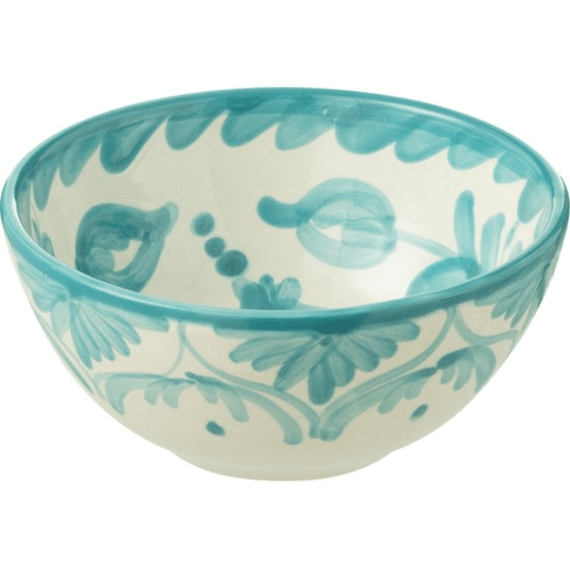 Bowl Granada Hi Cer Wh/aqua S 14x14x6.5cm