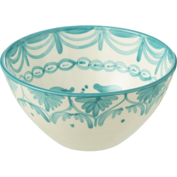 Bowl Granada Hi Cer Wh/aqua M 22x22x10cm