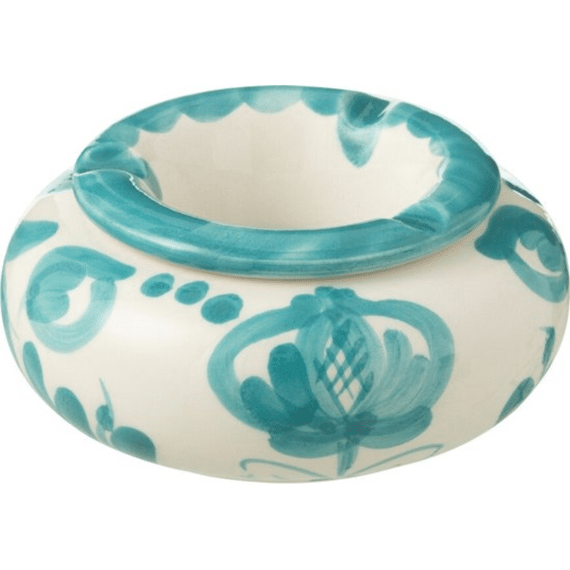 Ashtray Granada Cer Wh/aqua S 11x11x5cm