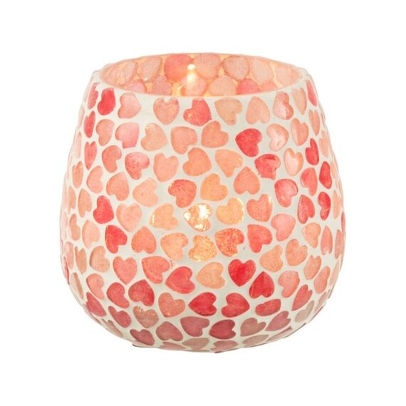 Tlh Hart Mozaiek Glas Roze S 9x9x8cm