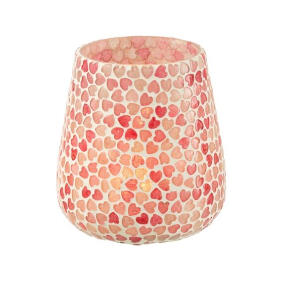 Tlh Hart Mozaiek Glas Roze L 12x12x13cm