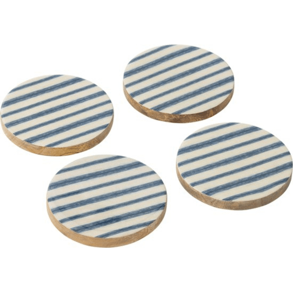 Onderz Strepen Mango Bla/w 10x10x1cm Set/4