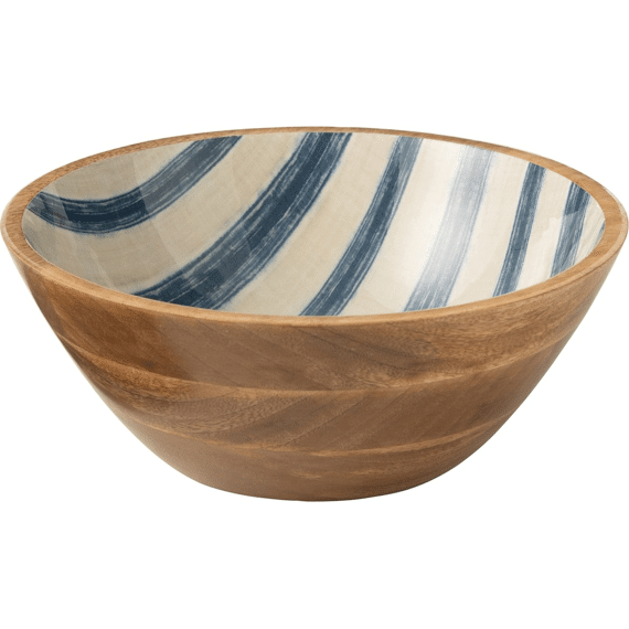 Kom Strepen Mango Blauw/wit L 30x30x12cm