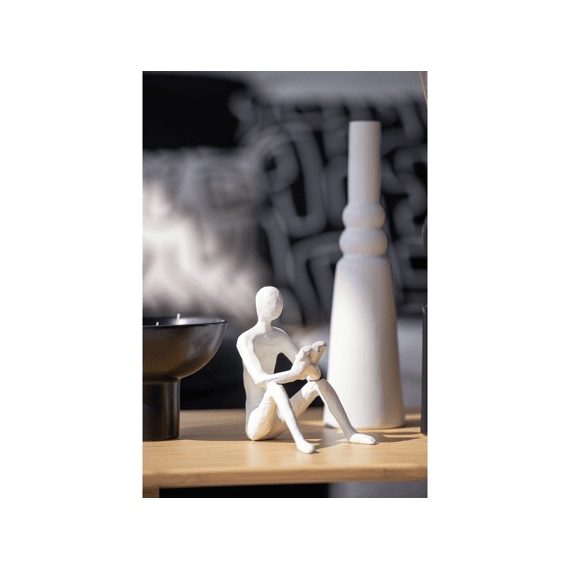 J-line Figuur Zittend Koli Ijzer Wit 8.5x12x15cm 2 Assortiment