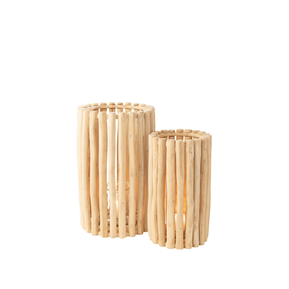 J-Line Lantaarn Teck Naturel Groot