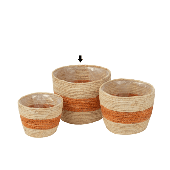 J-Line Mand Streep Maïs Naturel/oranje Groot