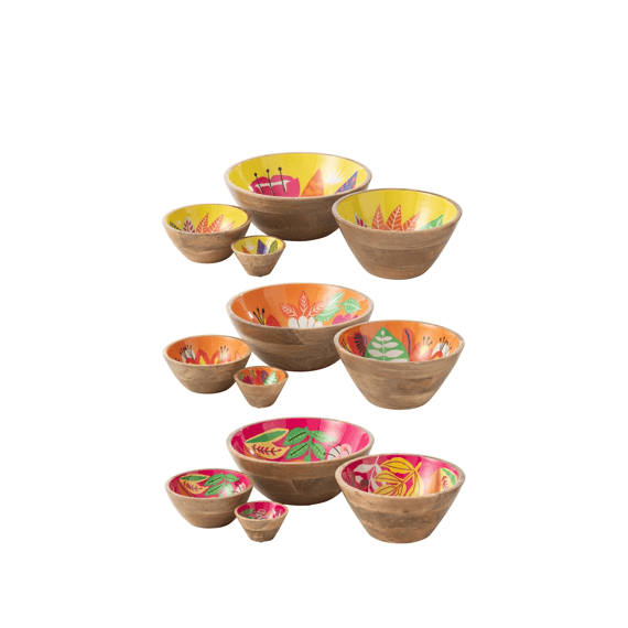 J-Line Kom Bloemen Mango Rood/oranje/groen L 30x30x12cm 3 Assortiment