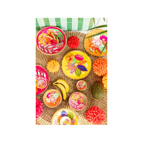 J-Line Kom Bloemen Mango Rood/oranje/groen L 30x30x12cm 3 Assortiment