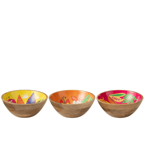 J-Line Kom Bloemen Mango Rood/oranje/groen L 30x30x12cm 3 Assortiment