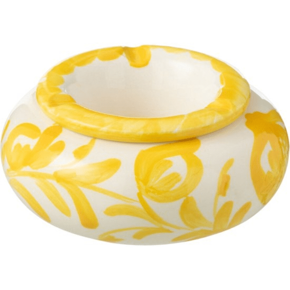 Ashtray Granada Cer Wh/yel S 11x11x5cm