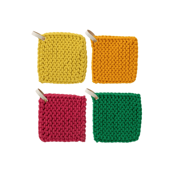J-Line Pannenlap Katoen Mix 20x20x2cm 4 Assortiment