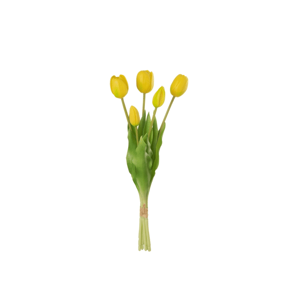 J-Line Boeket Tulpen 5stuks Pu Geel M 10x7x40cm
