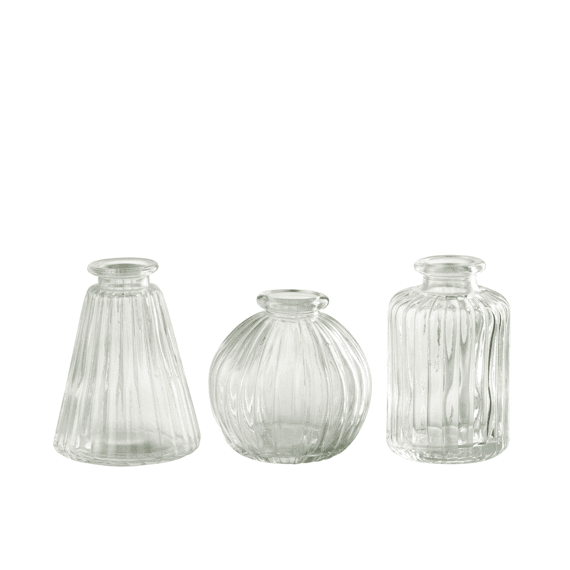 J-Line Vaas Tola Glas Transparant 8.5x8.5x8cm 3 Assortiment
