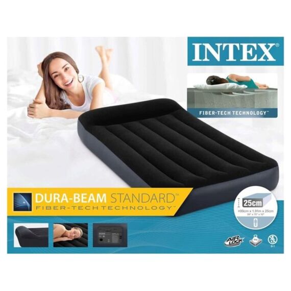 Intex 64146ND Twin Pillow Rest Luchtbed Fiber-tech Met Pomp 99x191x25cm