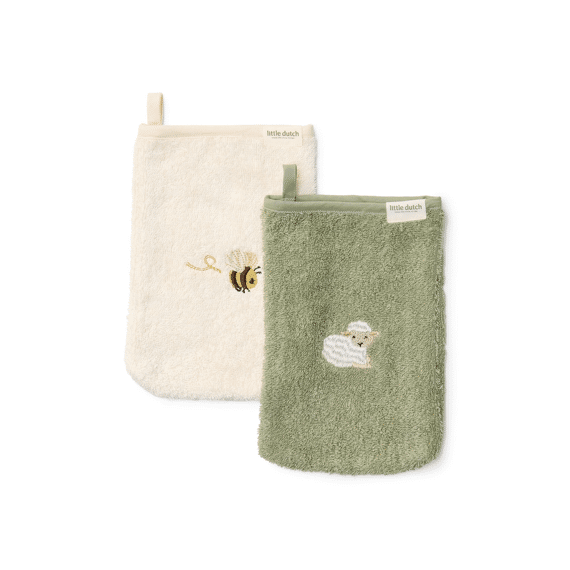 Little Dutch Washandjes Badstof 2st Little Farm Geborduurd