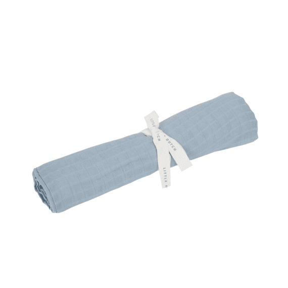 Little Dutch Pure Swaddle Doek Hydrofiel 120x120 Pure Denim Blue