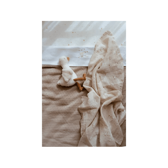 Little Dutch Newborn Naturals Wieglaken Geborduurd Little Goose