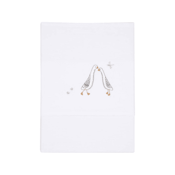 Little Dutch Newborn Naturals Wieglaken Geborduurd Little Goose