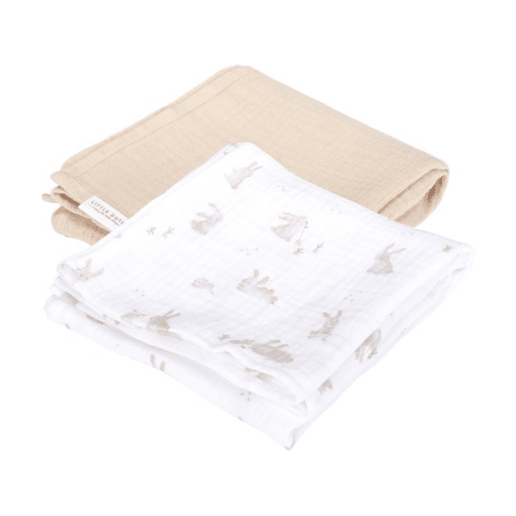 Little Dutch Newborn Naturals Swaddle Doeken Hydrofiel 70x70 Baby Bunny