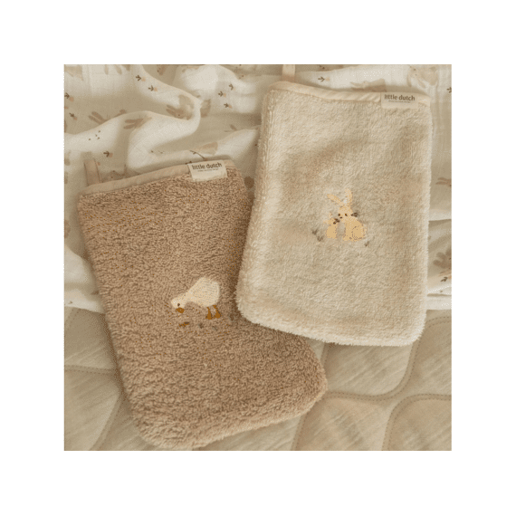 Little Dutch Washandjes Badstof 2st Baby Bunny Geborduurd