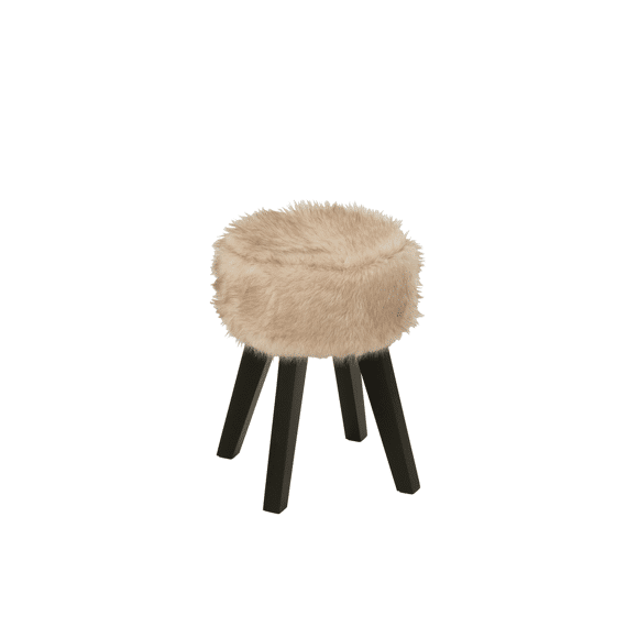 J-line Krukje Fur Met Houten Pootjes Taupe 30x30x40cm